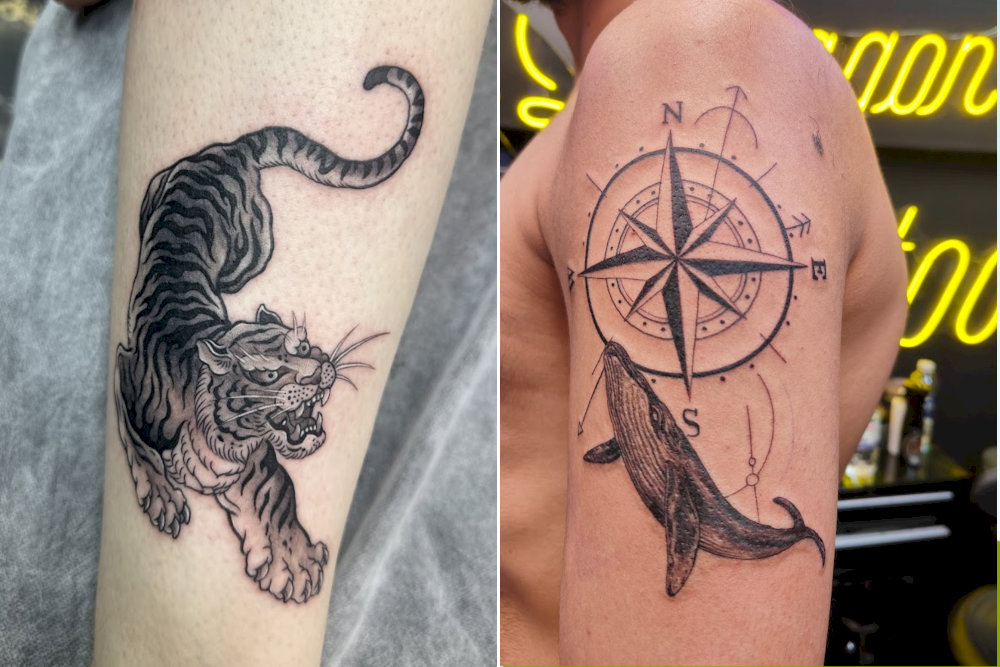 裴文步行街 (Bui Vien Walking Street) 上的指甲花紋身提供複雜的人體藝術